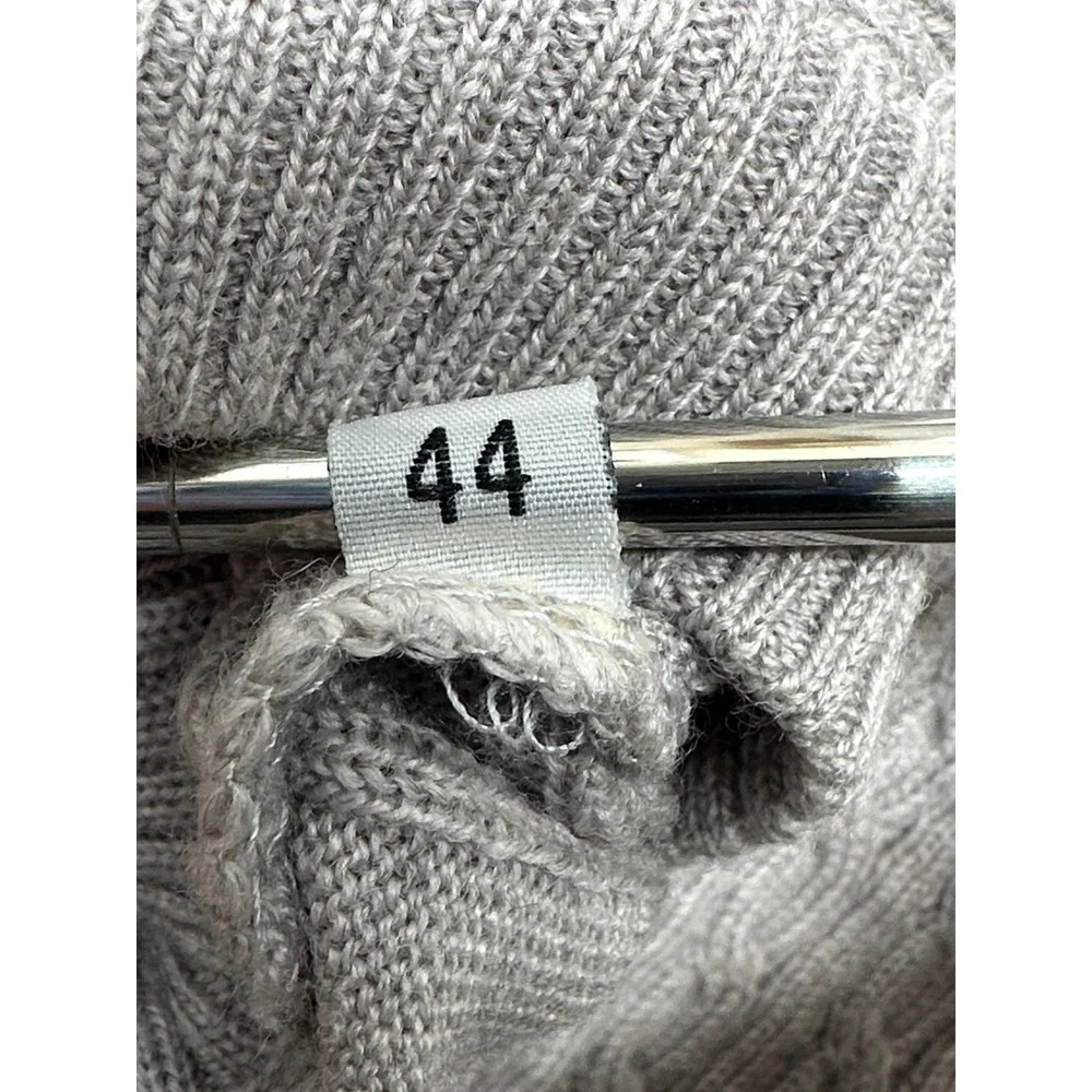 Pringle Sweater‎ Mens 44 Gray V-Neck Cable Knit Wool Pullover Preppy Academia